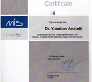 Certificate Planning Restoration over implants T.Y 2010